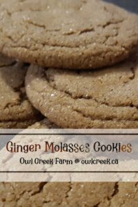 A photo of Ginger Molasses Cookies with the same text, by Owl Creek Farm
