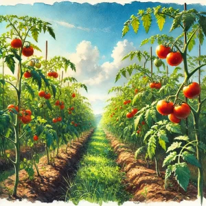 Growing tomatoes image made with DALL-E