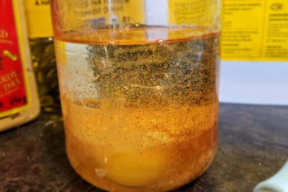 One photo of six in the process to make homemade mayonnaise by owl creek farm