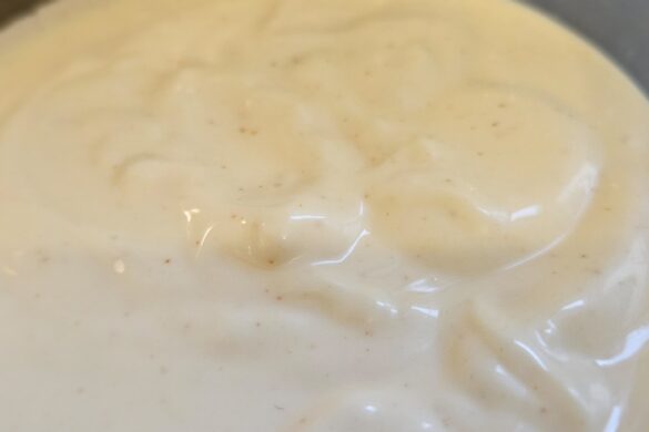 One photo of six in the process to make homemade mayonnaise by owl creek farm